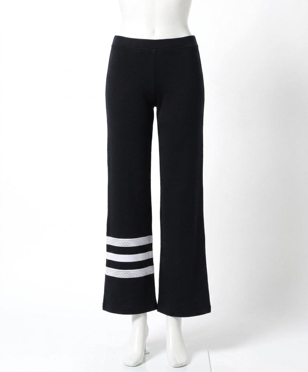 NEW ANGEL APPAREL crochet stripe pant in black/white